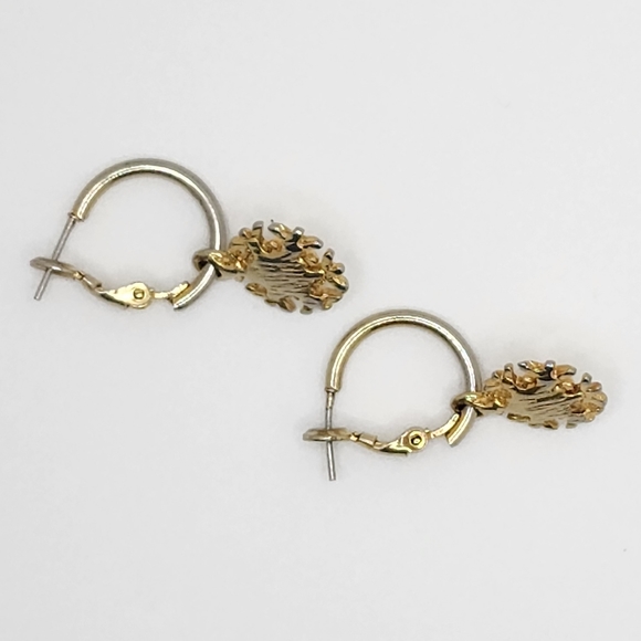 Snowflake Dangle Hoop Gold Tone Earrings - Picture 2 of 4